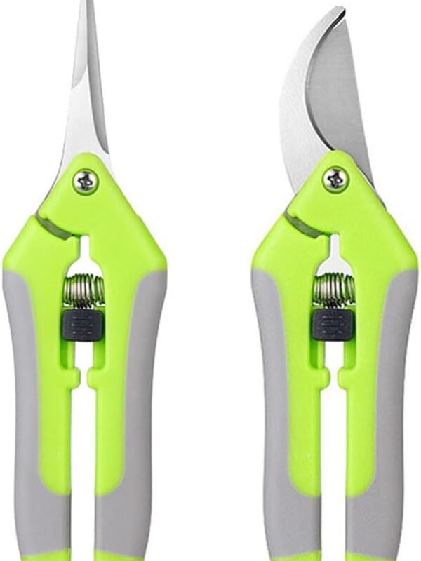 2Pcs Gardening Shears, Curved Garden Shears and Straight Gardening Pruning Shears, Ultra Sharp Stainless Steel Garden Scissors Trimmer, Beautiful Duo-Colored Pruner Shears, Pruners for Gardening
