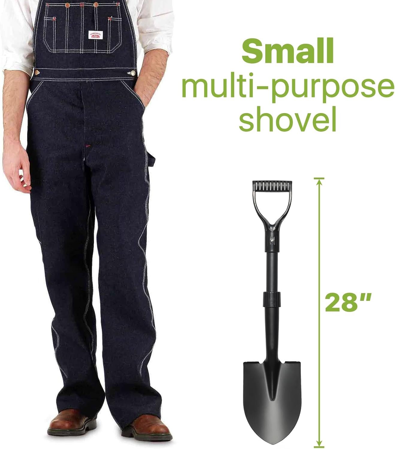 Shovel, Garden Shovel for Digging, 28" Gardening Shovels Heavy Duty with D Handle, Pointed Spade Shovel for Camping, Edging, Beach Sand, Metal Garden Shovel with Fiberglass Shaft, Black - Image 2