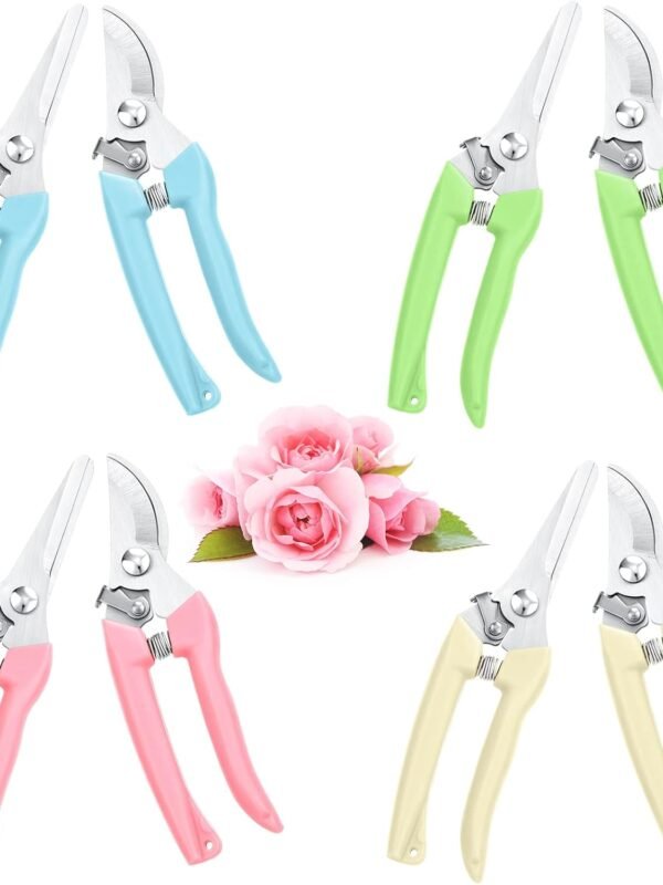 8 Pcs Garden Shears Pruning Scissors Clippers Sharp Hand Pruners for Gardening Tools Cutting Flowers Trimming Plants Bonsai Fruits Picking, 4 Bypass Blade and 4 Straight Blade