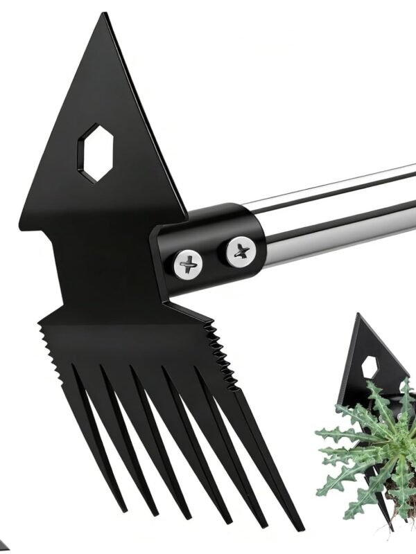 2-in-1 Weed Puller Tool,Dual-Head Garden Hoe Weeder Tool with Long Handle,Heavy Duty Manganese Steel Weeding Tool for Gardening,Uprooting Weed Remover for Yard Lawn Patio and Garden