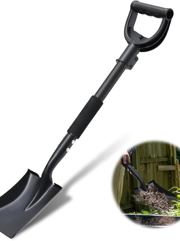 Shovel, Garden Shovels for Transferring, 31” Flat Square Spade, Small Short Shovels for Sand Beach, Digging, Gardening, Trenching, Landscaping, Metal Scoop Shovel with D-Handle Grip