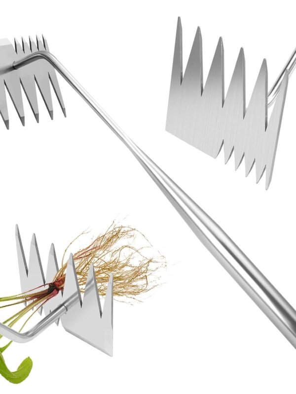 Weed Puller Tool,Upgraded 6 Teeth Portable Manual Weeding Tools Gardening | Dual Head Stainless Steel Hand Garden Weeding Rake,Multi-Purpose 17.7" Weed Remover Tool Weeding Tools for Gardening