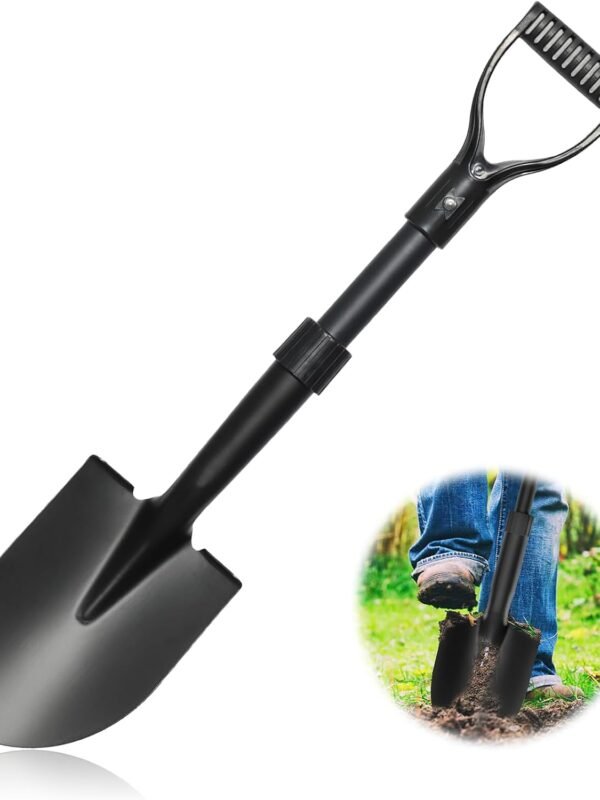 Shovel, Garden Shovel for Digging, 28" Gardening Shovels Heavy Duty with D Handle, Pointed Spade Shovel for Camping, Edging, Beach Sand, Metal Garden Shovel with Fiberglass Shaft, Black
