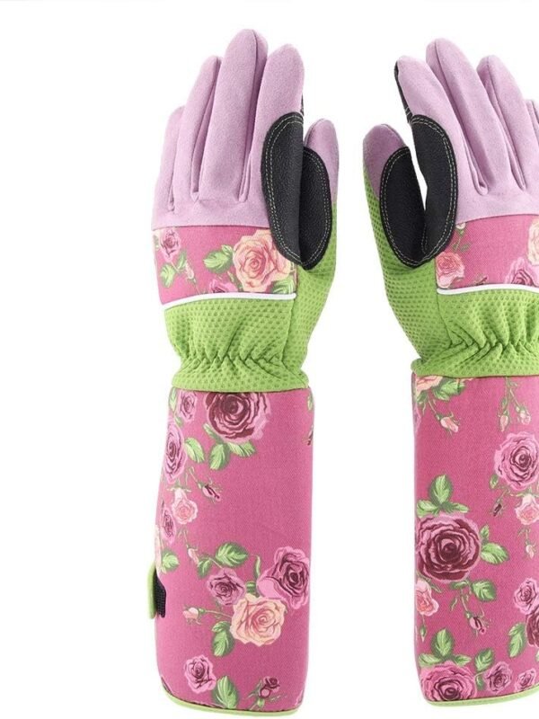 2 Pack Long Rose Pruning Gardening Gloves Puncture Work Yard Gloves Thicken Extended Forearm for Gardening Outdoor Working (Pink)