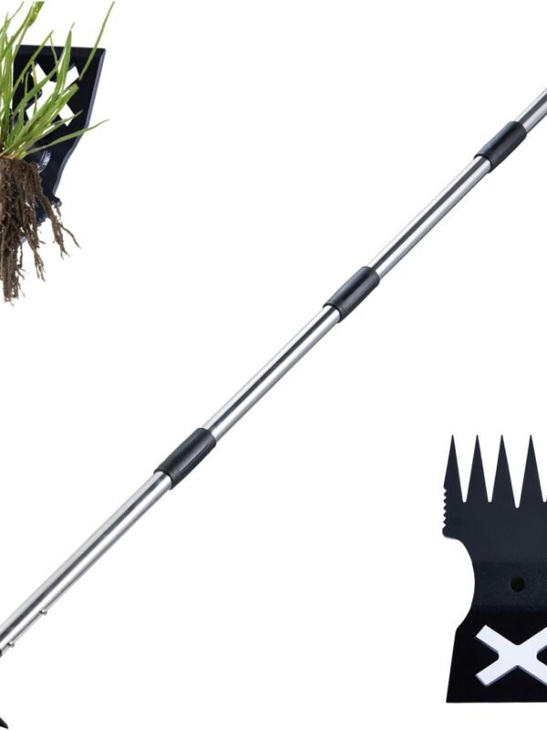 Weed Puller Tool with Long Handle, Heavy Duty Garden Hoe and Rake | 60" Manual Weeder Remover Tool, 2 in 1 Weeding Rake & Hoe for Gardening, Uprooting & Pulling Tool for Yard Lawn Patio Garden