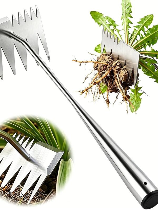 Weed Puller Tool,  Upgraded Portable Manual Weeding Tools Gardening | 6 Teeth Dual Head, Stainless Steel, Durable Build, Hand Weeder Rake, Garden Weed Pulling Tool for Backyard Yard Farm Planting