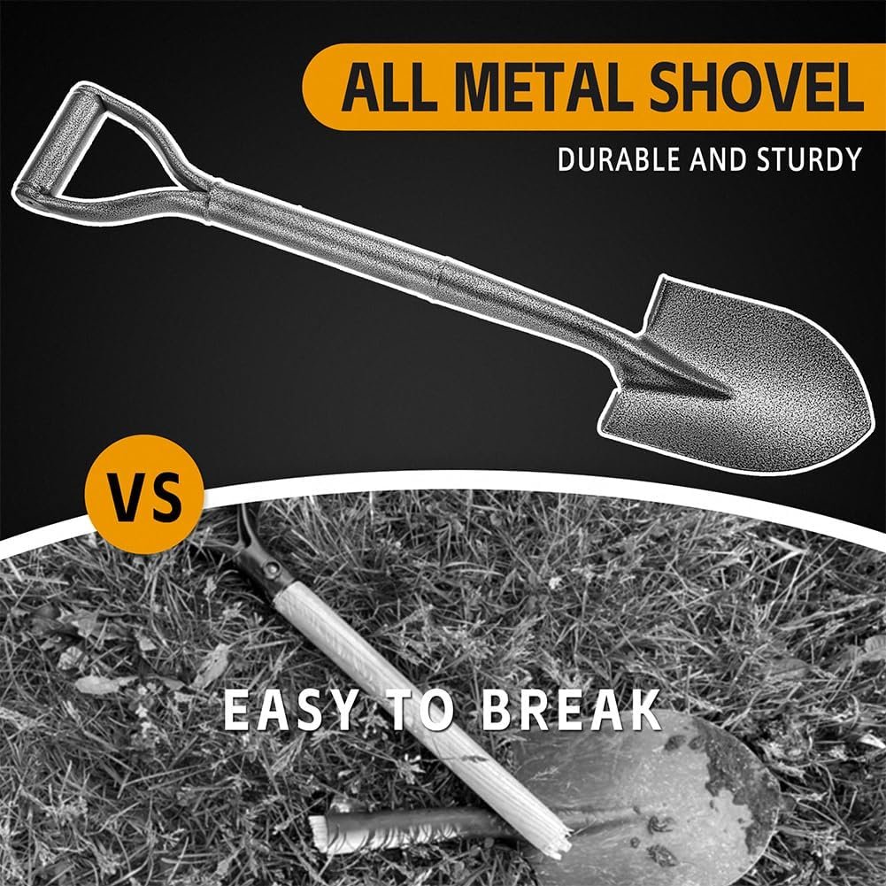 All Metal Shovels for Digging Gardening - 30in Small Shovel Spade with Short D Handle and Steel Blade - Perfect for Camping Planting Overlanding - Image 2