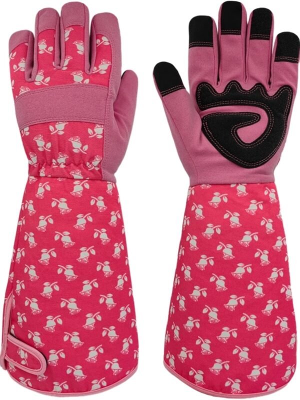 Thornproof Rose&Cactus Gardening Gloves,Gauntlet Garden Glove,Gifts | Canvas,Cute Floral Pattern,Leather ,Touchscreen,Durable Material,Garden Gift,Men&Women,Machine Washable,Adjustable Cuff