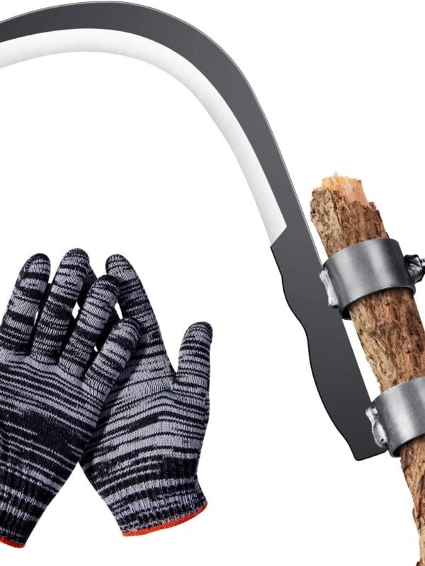 Steel Straw Sickle with Replaceable Wooden Handle Function, Manganese Steel Blade, Handheld Gardening Tools Multipurpose Gardening Weeding Grass and Farming Portable Safety Sickle