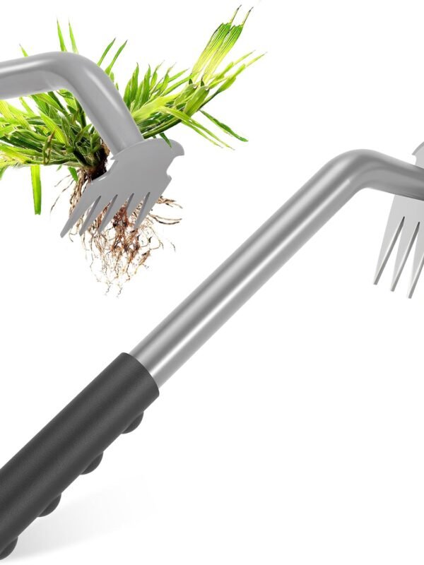Weed Puller Tool - Durable Weeding Tool for Dandelions & Crabgrass | Manganese Steel 5-Tine Head, Ergonomic Rubber Grip, Efficient Uprooting, Ideal for Vegetable Gardens & Backyards