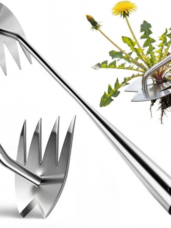 Weed Puller Tool, Heavy-Duty Stainless Steel Garden Hand Weeding Tool | Portable Weeder for Lawns, Flower Beds & Yards, Efficient Deep Root Removal