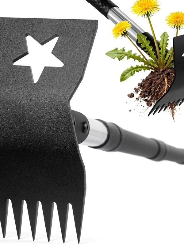 2-in-1 Weed Rake and Garden Hoe, 68" Weed Puller Tool with Long Handle, Manual Weeds Remover, Heavy Duty Stand Up Weeder Uprooting Weeding Pull Tool for Garden Yard Lawn Patio