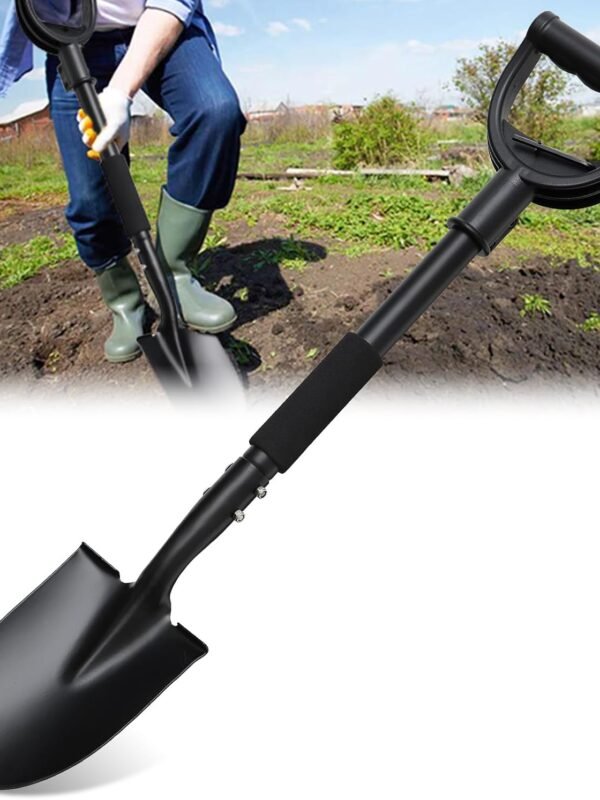 Shovel, Garden Shovel for Digging, 31 inch Small Shovels Heavy Duty Portable Mini Spade with Curved D-Handle for Gardening, Digging, Camping, Car, Kids Sand Beach Shovels