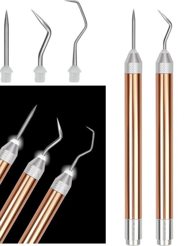 3PCS  Weeding Tools for Vinyl, with Light Pin Hook, Rose Gold | For Removing Iron on Tiny Vinyl Paper,  Cutting Machines Supply