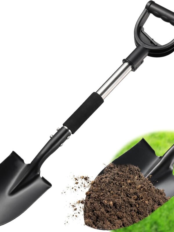 Shovel, 31 inch Small Shovels for Digging Gardening, Camping, Off Road, Kids Sand Beach Spade with Round Point Blade, D-Handle, Comfort Grip, Metal Mini Garden Shovel Heavy Duty, Rust-Proof