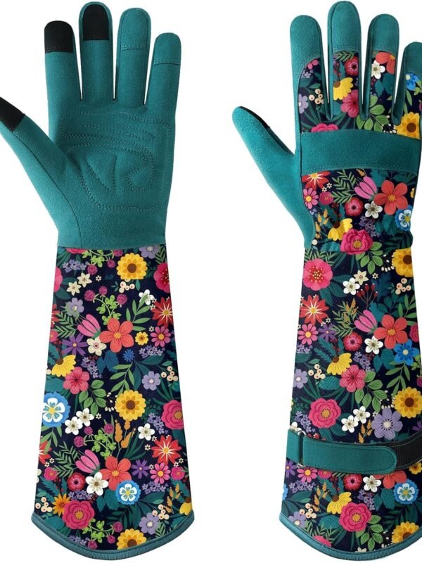 Gardening Gloves for Women, Long Garden Gloves with Grip, Thorn-Proof, Gift | Thorn-Proof Leather , Non-Slip Grip, Adjustable Wrist Strap, Breathable Fabric, Ideal for Planting, Pruning & Weeding