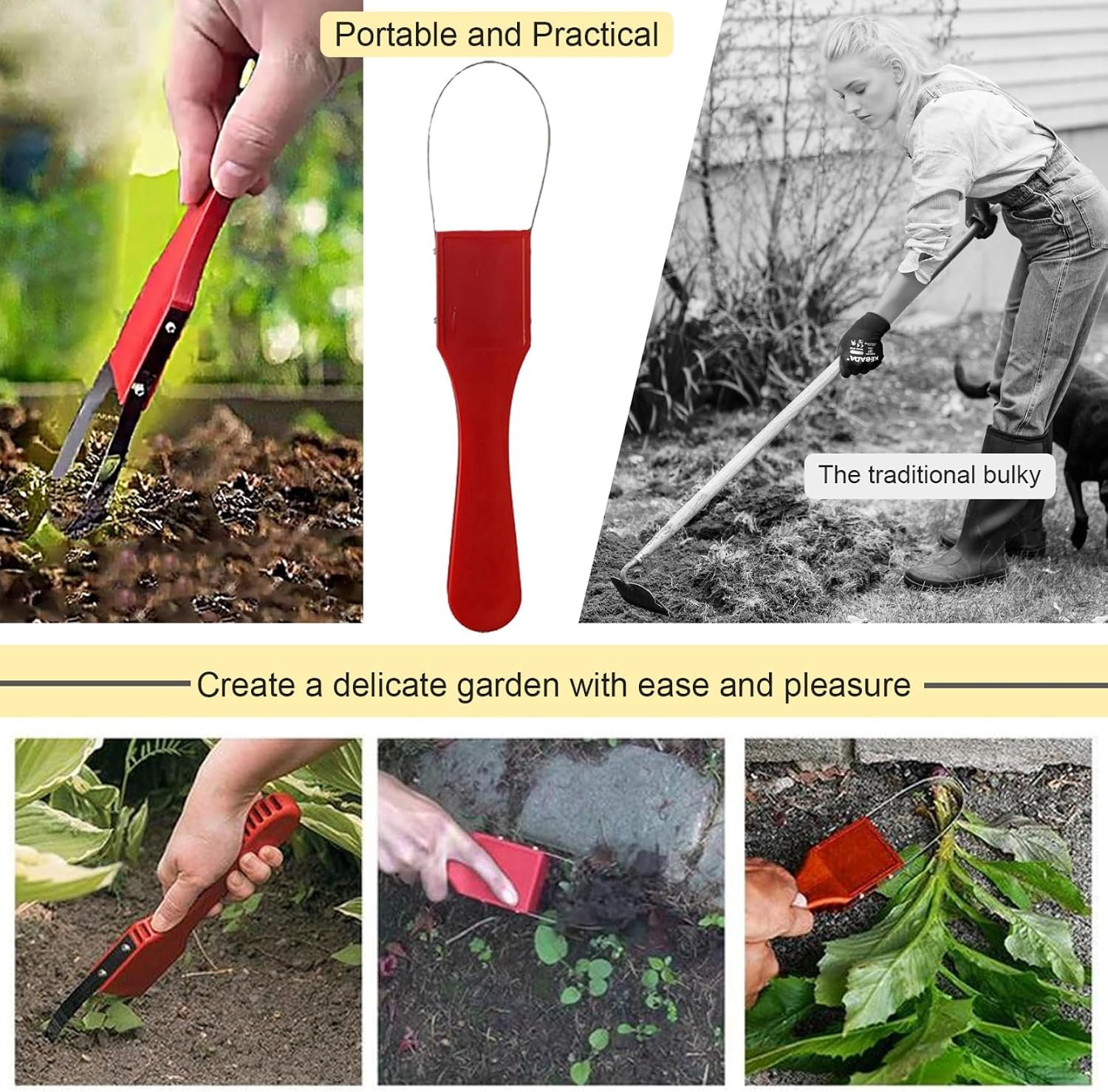 Hand Weeder Tool 2PCS 9.5x2.2 Loop Weed Puller Tool Labor-Saving Garden Weeder with Non Slip Handle Portable Weeding Tool Hand Weeder Weed Puller Tool Loop Hoe Garden Weeder - Image 2
