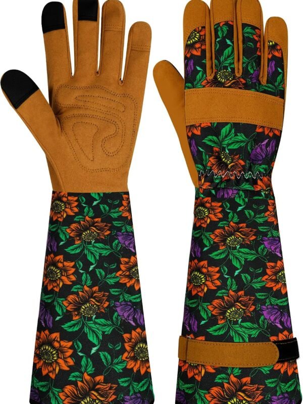 Long Gardening Gloves for Women Thorn Proof Leather Garden Gloves Breathable Working Gloves for Women Yard Outdoor