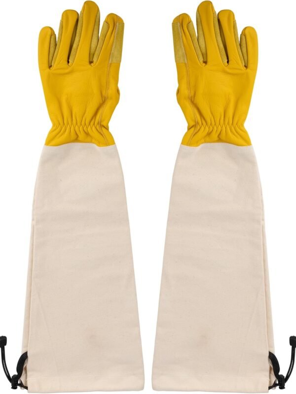 Long Garden Gloves for Men and Women - Breathable Canvas and Thorn Proof Leather Gardening Gloves with Arm  Gauntlet for Pruning Planting Rose Cactus or Blackberry (Large)